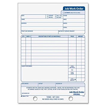 Adams Job Work Order Book, 5.56 x 8.44 Inch, 3-Part, Carbonless, 33 Sets, White and Canary (T5868)