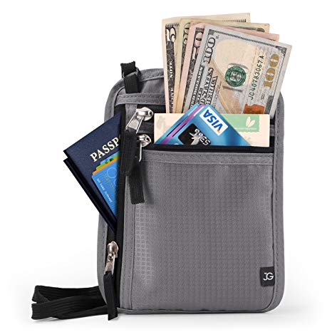 Neck Wallet RFID Blocking- Passport Holder Concealed Travel Pouch Wallet Carrier