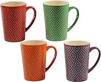 4 pc Multi Color 16 Oz Coffee Mug Set (Multi Color)