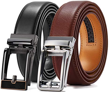 Men's Belt Gift Set,Click Ratchet Belt Dress with Sliding Buckle1 3/8”–Adjustable Exact Fit