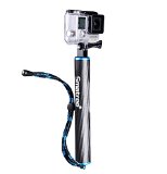 Smatree SmaPole F1 Floating Hand Grip  Floating Pole  Bobber Aluminum and Carbon Fiber Materials Integrated With Aluminium Alloy Tripod Mount and Nut  Plastic Thumbscrew for GoPro Hero Hero 4 Session Hero 4 BlackSilver 3 3 2 1 HD Cameras Blue