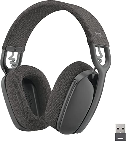 Logitech Zone Vibe 125 Wireless Headphones with Noise-Canceling Microphone, Bluetooth, USB-A Receiver; Works with Zoom, Google Voice, Google Meet, Mac/PC - Graphite