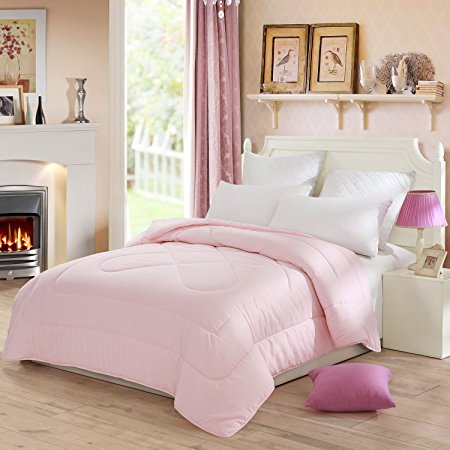 Lovo Luxury Serena Down Alternative Comforter Super Soft Duvet Insert All-season Twin Pink
