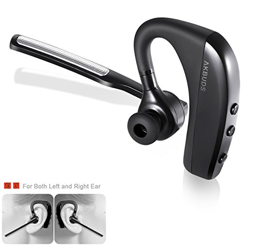 Bluetooth headset, Akbuds Hands Free Wireless Bluetooth Earpiece Earbuds Headphones with Mic Microphone for Drivers Talking, For Music - Compatible with iPhone, Android Cell Phones (black)