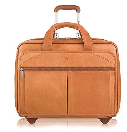 Solo Premium Leather 15.6" Laptop Rolling Case, Tan, D529