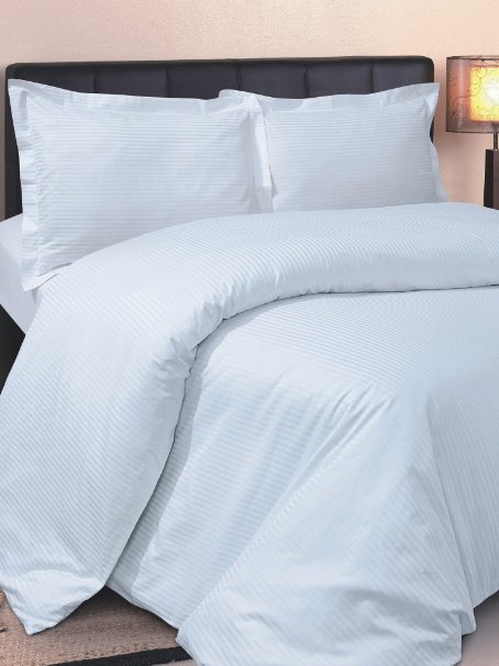 VICEROY BEDDING 100% Egyptian Cotton, BOUTIQUE STRIPE 16" EXTRA DEEP Fitted Sheet, WHITE, King Bed Size, 800 Thread Count