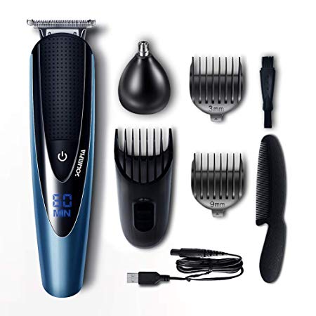 Solimpia Beard Trimmer Kit For Men Cordless Mustache Trimmer Hair Trimmer Groomer Kit Nose Hair Body Trimmer Waterproof USB Rechargeable 2 in 1