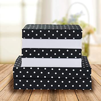 Elegant Comfort Luxury Soft Bed Sheets Polkadot Pattern 1500 Thread Count Percale Egyptian Quality Softness Wrinkle and Fade Resistant (6-Piece) Bedding Set, Queen, Black