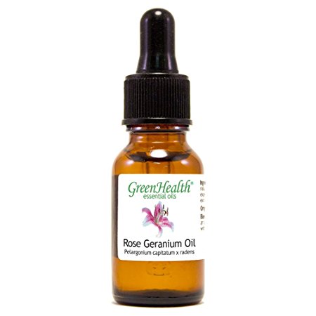 Rose Geranium – 1/3 fl oz (10 ml) Glass Bottle w/ Glass Dropper – 100% Pure Essential Oil – GreenHealth