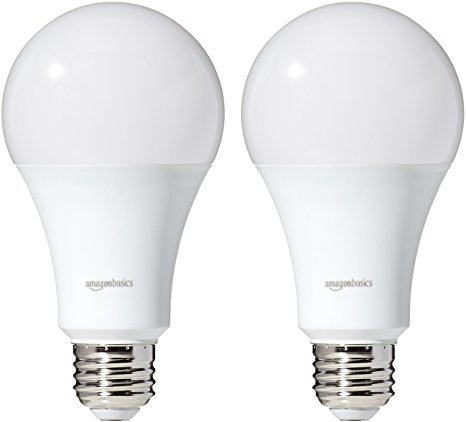 AmazonBasics 100 Watt Equivalent, Daylight, Dimmable, A21 LED Light Bulb - 2 Pack