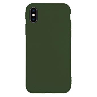 Danbey Matte Case for iPhone Xs Max, 6.5 inches Display, Matte Surface Slim Cover, Skin Feeling, 1.5mm Thick Flexible TPU, Charming Solid Color - Dark Green
