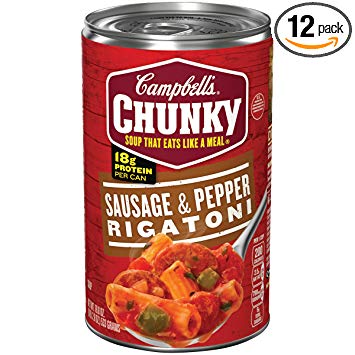 Campbell's Chunky Sausage & Pepper Rigatoni Soup, 18.8 oz. Can (Pack of 12)