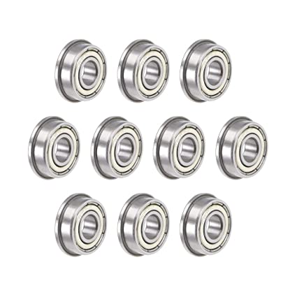 uxcell F696ZZ Flanged Ball Bearing 6mmx15mmx5mm Double Shielded Chrome Steel Deep Groove Bearings 10pcs