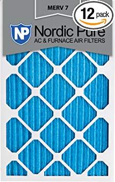 Nordic Pure 16x25x1 MERV 7 Pleated AC Furnace Air Filters 16x25x1 12 Pack