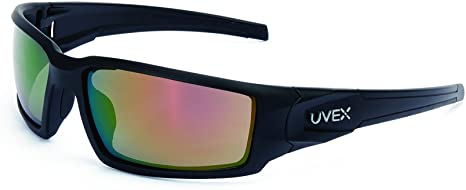 Uvex by Honeywell Hypershock Safety Glasses, Black Frame with Red Mirror Lens & Anti-Scratch Hardcoat (S2944)