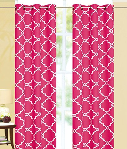 Ace 21 Geometric Modern Print Insulated 100% Thermal Blackout Window Grommet Curtain Panel (108" Extra Long, Hot Pink)