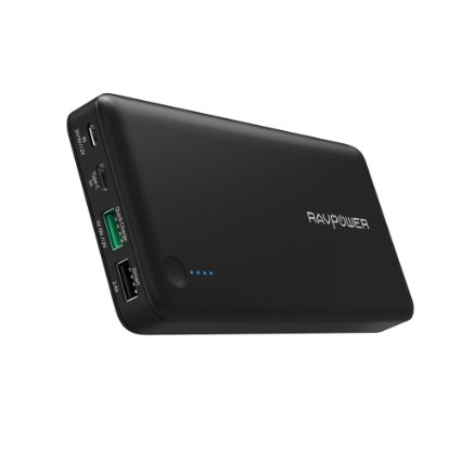 RAVPower RP-PB043 External USB-CType-C Port Power Bank with Quick Charge 20 Technology for Phones and Tablets 20100mAh