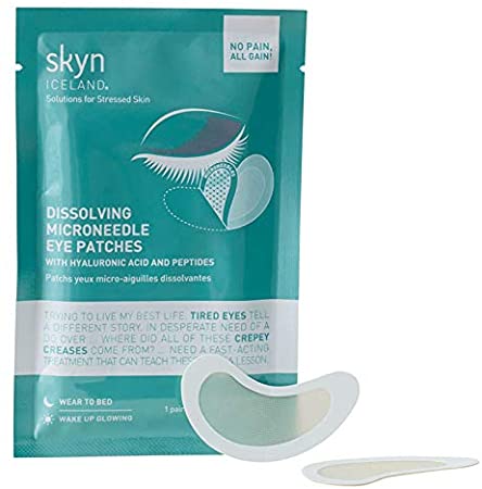skyn ICELAND Dissolving Microneedle Eye Patches with Hyaluronic Acid & Peptides: to Hydrate, Firm and Smooth Fine Lines (1 Pack)