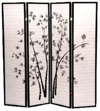 ADF 4-Panel Bamboo Shoji Screen with Black Frame