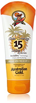 Australian Gold Sheer Covereage Lotion Sunscreen, SPF 15, 6 Ounce