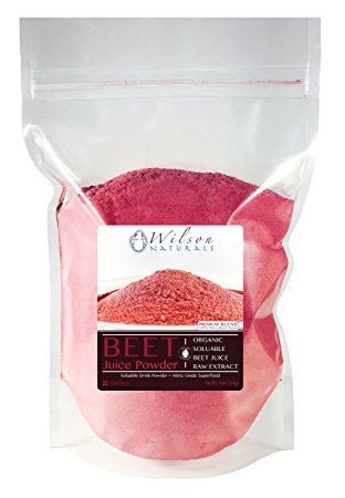 Organic Beet Juice Powder - Filled with Natural Nitrates (Nitric Oxide) & Phytonutrients, 114 grams, 22 Servings (1/4lb)