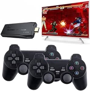 Wireless Retro Game Console, Plug and Play Video Game Stick Built in 10000  Games, 4K HDMI Output, 9 Classic Emulators, with Dual 2.4G Wireless Controllers(64G) (Black)