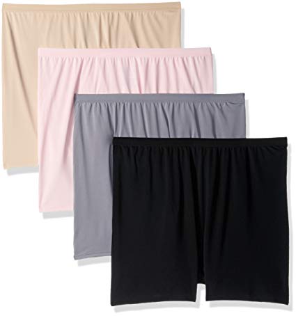 Fruit of the Loom Women's Plus Size Fit for Me 4 Pack Microfiber Slip Short Panties