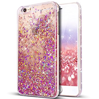 iPhone 6S Plus Case,iPhone 6 Plus Case,ikasus iPhone 6S Plus [Liquid] [Glitter] Case,Flowing Liquid Quicksand Bling Glitter Sparkle Diamond Clear Hard Case for Apple iPhone 6S/6 Plus 5.5",Red