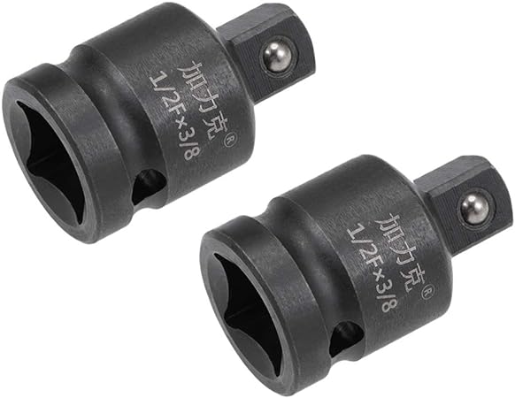 uxcell 2pcs 1/2" Drive (Female) x 3/8" (Male) Impact Socket Reducer for Use with Air Impact Drivers, Breaker Bars, Ratchets, CR-MO Steel