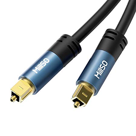 MillSO Digital Optical Audio Cable TOSLINK Cable SPDIF Cable with Male to Male Connectors for Soundbar, Home Theater, TV, Game Console, DVD/CD/Blu-Ray and Amplifier - 3.3feet/1M