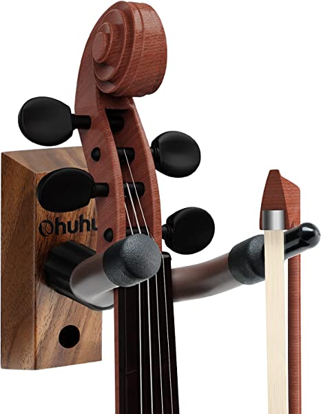 Violin Wall Mount Hanger, Ohuhu Hardwood Violin Hanger with Bow Holder for Home & Studio