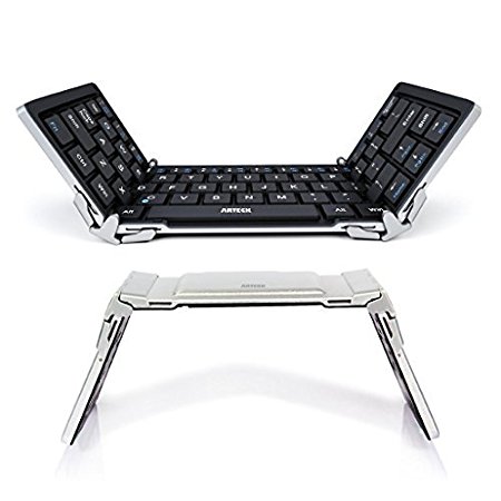 Folding Bluetooth Keyboard, Arteck Portable Folding Bluetooth Keyboard Mini Wireless Keyboard for iOS iPad Air, iPad Mini, Android, MacOS, Windows Tablets Smartphone Built in Rechargeable Battery