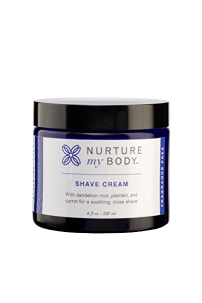 Organic Shaving Cream by Nurture My Body - 100% Organic and All Natural, Non-Foaming, 4 Fl Oz (Fragrance Free)