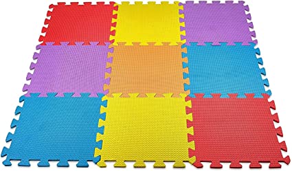 CREATIVE TIME Floor Mat 10-Tile Multi-Color Exercise Mat Solid Foam EVA Playmat Kids Safety Assorted Soft Colors