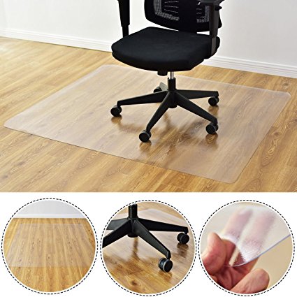 Azadx Office/Home Desk Chair Mat PVC Dull Polish Chairmat Protection Floor Mat 36" X 48" for Hard Floors ,Multi-purpose Floor Protector,Transparent (36" X 48" Rectangle)