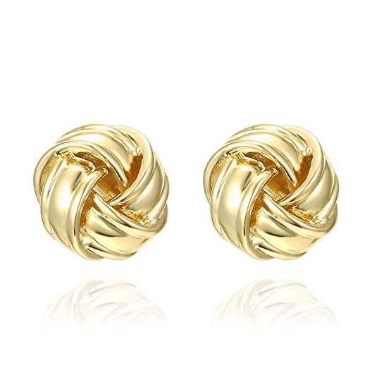 PAVOI 14K Gold Plated Sterling Silver Post Love Knot Stud Earrings | Hypoallergenic & Nickel free Jewelry for Sensitive Ears