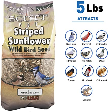 EasyGoProducts Scott Pet 5 Pound Striped Sunflower Seed Mix Bird Seed – Blue Jays, Cardinal, Chickadee, Goldfinch and More