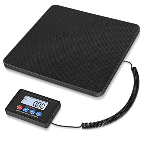 Fuzion Digital Shipping Scale, 440lbs x 1oz High Accuracy Postal Scale, Hold/Tare Function, Manual/Auto Off LCD Display, Lightweight Scale for Packages/Luggage/Home, Battery & AC Adapter Included