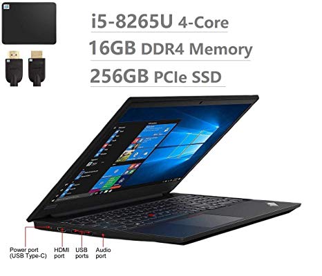 2019 Lenovo Thinkpad E590 15.6" HD Business Laptop (Intel Quad Core i5-8265U, 16GB DDR4 Memory, 256GB PCIe 3.0(x4) NVMe SSD M.2 SSD) Type-C, HDMI, Ethernet, Webcam, Windows 10 Pro w/ IST Accessories