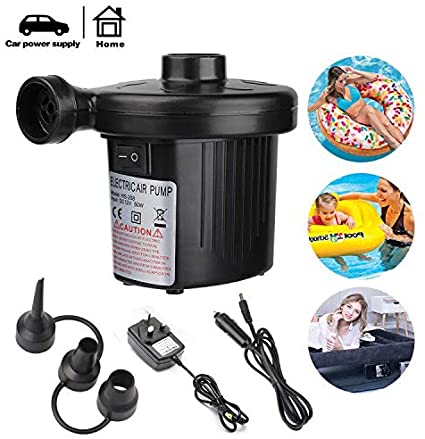 Electric Air Pump,Air Pump for Quick Inflator/Deflator,Pomisty Camping Pump Portable with 3 Nozzles,Air Mattress Pump Portable for Pool, Boats,raft, Airbeds,Exercise Ball,etc.