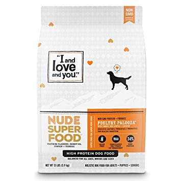 "I and love and you" Nude Superfood Dry Dog Food - Grain Free Kibble, Prebiotics & Probiotics (Variety of Flavors)