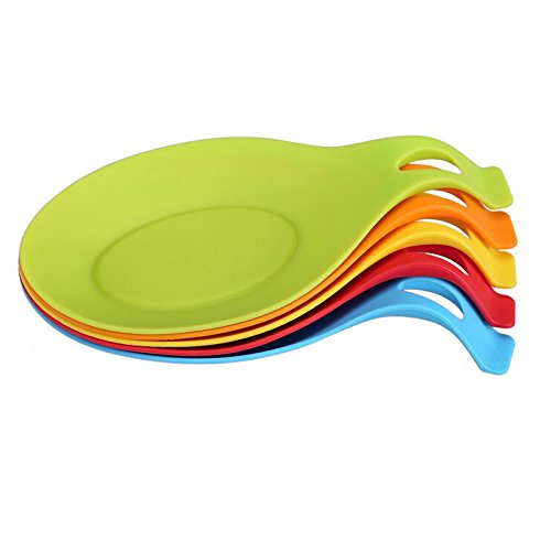 VILONG Silicone Spoon Rest Set - 5 Pieces Jumbo Spoon Rest Set With Colorful, Durable, Attractive, Heat-resistant, Dishwasher safe