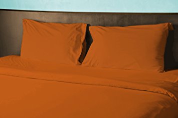 BLOWOUT SAVINGS! Twin / Twin XL Flat Sheet Only - 300 Thread Count 100% Egyptian Cotton - Fitted Sheets Sold Separately for Set - 100% Satisfaction Guarantee (Burnt Orange, Twin XL)