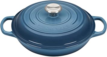 Le Creuset LS2532-266MSS Signature Enameled Cast Iron Braiser, 2.25 qt, Marine