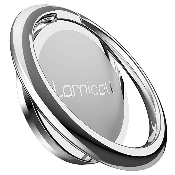 Cell Phone Ring Holder, Lamicall Finger Ring Stand : Universal Phone Cradle Kickstand Compatible with Phone Xs Max XR X 8 7 6 6s Plus, Samsung Galaxy S8 S7 S6, All Android Smartphone - Silver