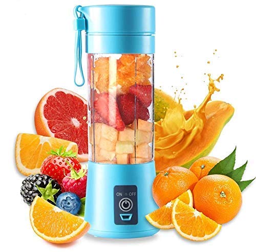 Farberware Mini Blender Fruit Mixer Machine Portable Electric Juicer grinder Cup 380ML Personal Blender Smoothie Maker USB Rechargeable Fruit Juice Extractor and Mixer for Home Office (Multi Colour)