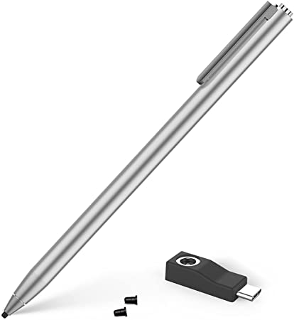 Adonit Dash 4 (Matte Silver) Universal Stylus Pencil, Palm Rejection, Type C Magnetic Charging, Long Standby Time. Pen Compatible Across All Platforms. iPad / Air, iPad Pro, iPhone, Android, Tablets