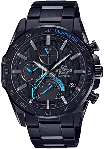 Men's Casio Edifice Super Slim Black Stainless Steel Chronograph Smartphone Link Watch EQB1000XD-1A EQB1000XDC-1A