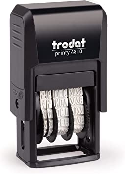 Trodat Printy 4810 Date Stamp, Month in Letters, 3.8 mm, German, Imprint Color Black, 20 x 4 mm