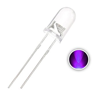 Chanzon 100pcs Ultra Bright 5mm LED Light Emitting Diode Lamp Purple UV Ultraviolet 395nm Water Clear Lens Round Transparent